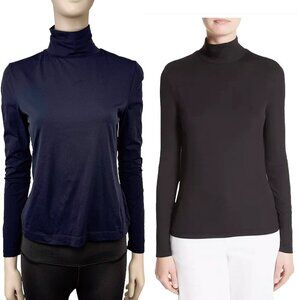 ST. JOHN CAVIAR Collection Navy Blue Marine Fine Knit‎ Quiet Luxury Sweater S